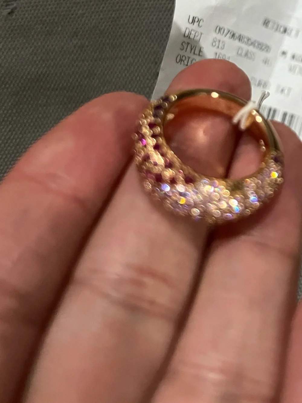 Michael Kors Gold Ring Pendant with Pink and Purple Pavé Stones